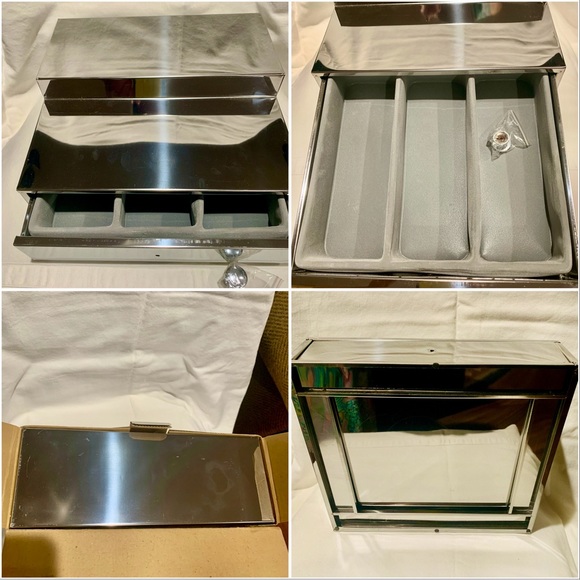 2 Tier Stainless Steel Bathroom Countertop Vanity Make-up Organizer w Drawer NWT - Picture 4 of 12